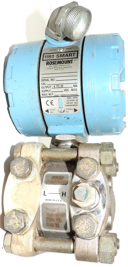 Used ROSEMOUNT 1151 SMART TRANSMITTER P/N 01151-0934-0004 WITH 4406964 1151-0011-0052