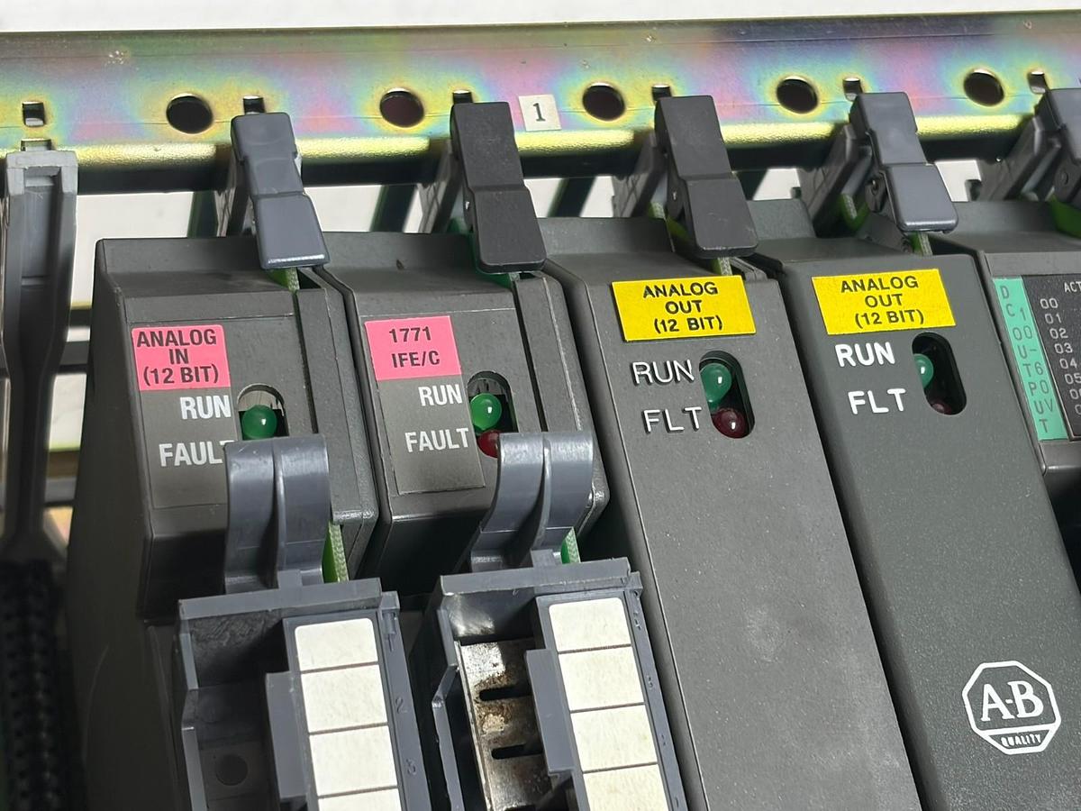 Used Allen-Bradley 1771-A3B1 PLC-5 12-Slot I/O Rack Assembly with Modules