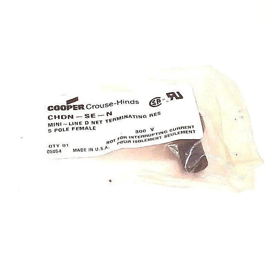 Used LOT OF 3 NEW COOPER CHDN-SE-N TERMINATING RESISTORS, 300V, 5POL, FEMALE, CHDNSEN