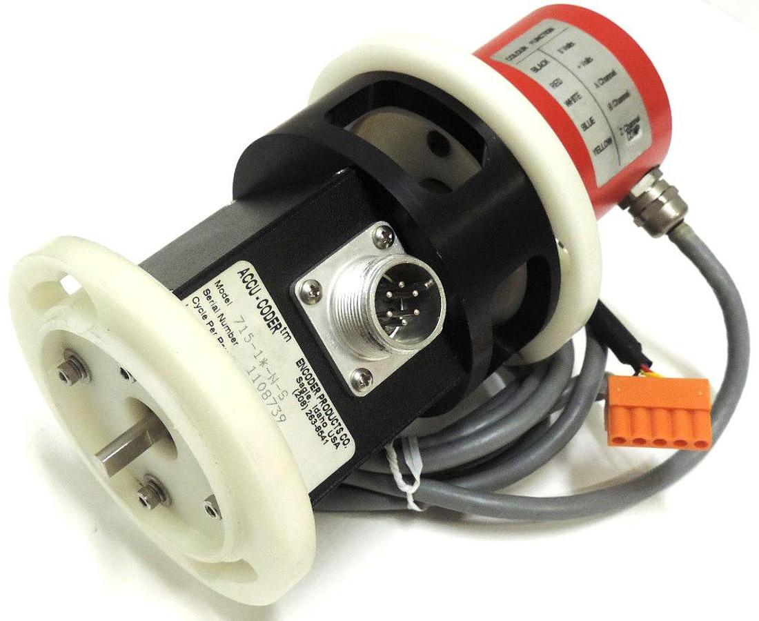 Used ACCU-CODER INCREMENTAL SHAFT ENCODER 715-1*-N-S, 5-28 VDC INPUT W/ IED ENCODER