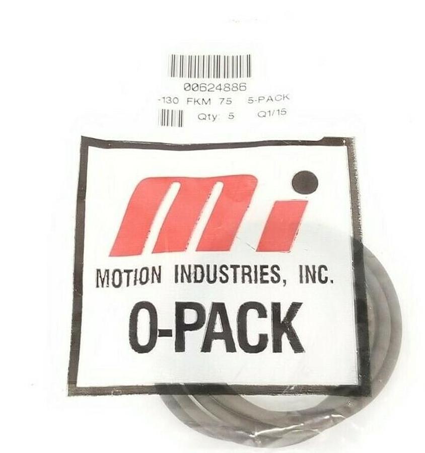 Used PACK OF 5 NEW MOTION 00624886 O-RINGS 130 FKM 75, 1.625" ID, 1-13/16" OD