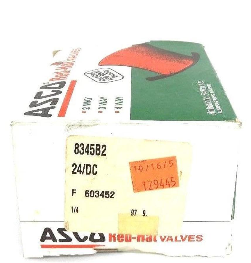 Used NIB ASCO 8345B2 SOLENOID VALVE 24/DC, 1/4 PIPE, 11.2 WATTS, 10-100PSI