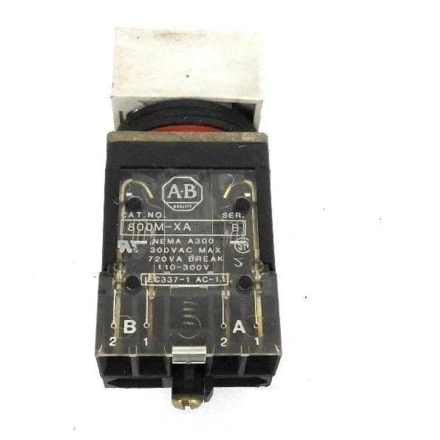 Used ALLEN BRADLEY 800MS-X0 EMERG STOP PUSHBUTTON SER.A W/ 800M-XA CONTACT