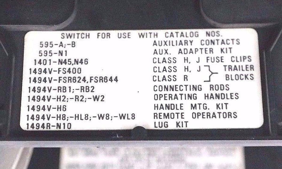 Used ALLEN BRADLEY DISCONNECT SWITCH