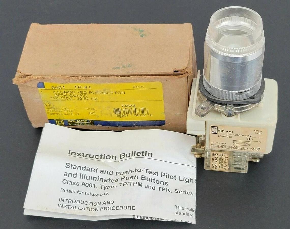 NIB SQUARE D 9001-TP-41 ILLUMINATED PUSHBUTTON 9001TP41 SER. H