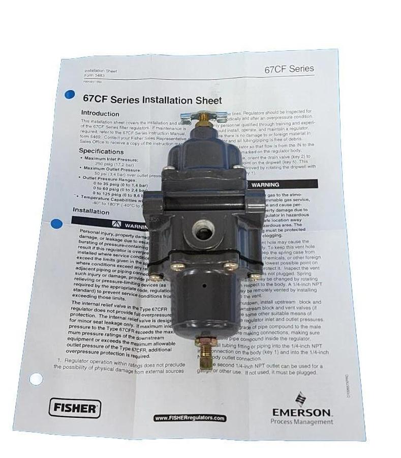 Used NIB FISHER CONTROLS 67CFR-225 PRESSURE REGULATOR SIZE: 1/4'' NPT