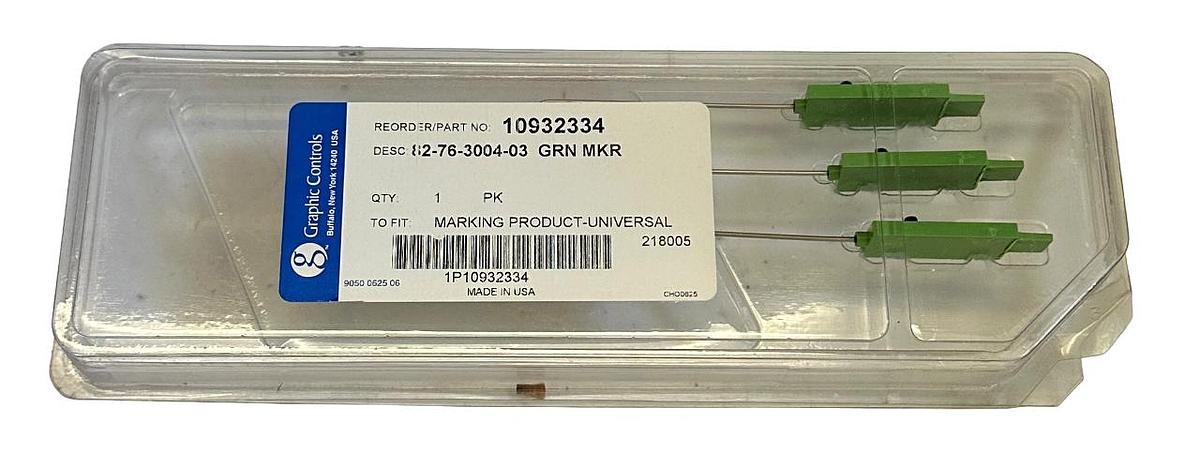 Used 12 NEW GRAPHIC CONTROLS 82-76-3004-03 / 10932334 GREEN UNIVERSAL MARKERS