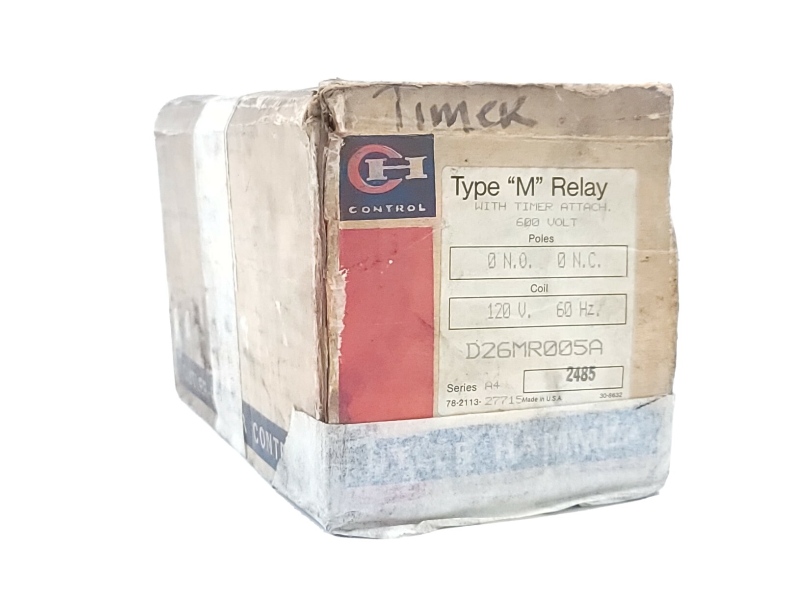 Used NIB EATON CUTLER HAMMER D26MR005A TYPE "M" RELAY W/ TIMER ATTACH. 600V