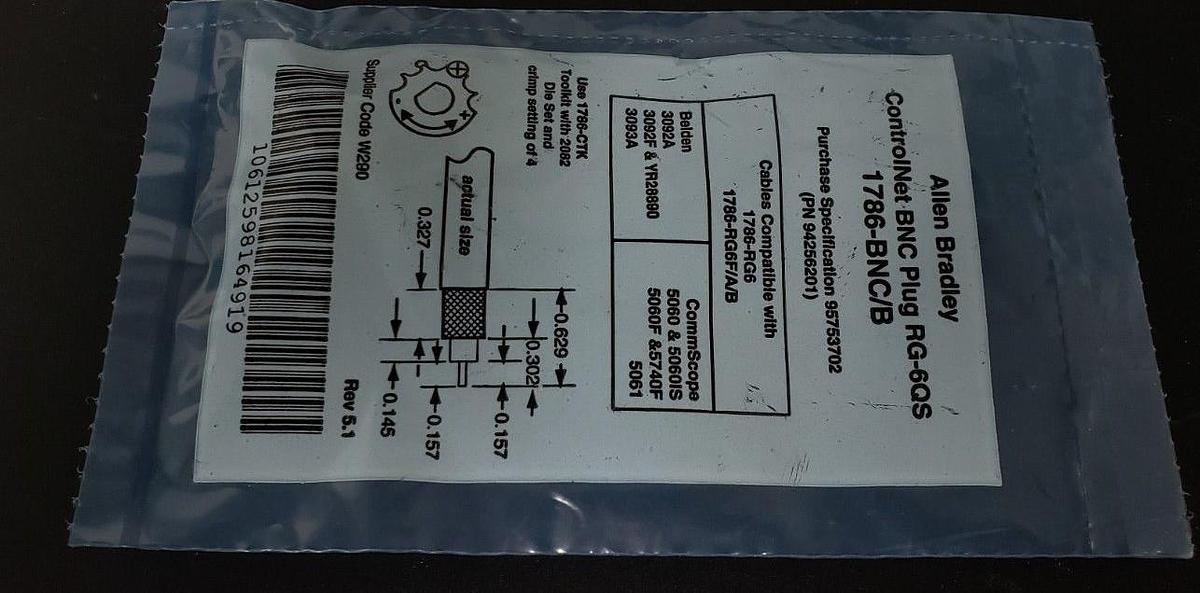 NEW ALLEN BRADLEY 1786-BNC/B CONTROLNET BNC PLUG RG-6QS 1786-BNC