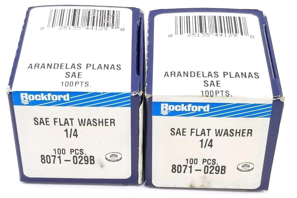 Used LOT OF 200 ROCKFORD 8071-029B SAE FLAT WASHERS 1/4'' 8071029B