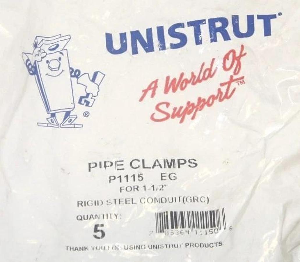Used NEW UNISTRUT P1115 PIPE CLAMPS FOR 1-1/2'' RIGID STEEL CONDUIT (GRC) QTY: 15
