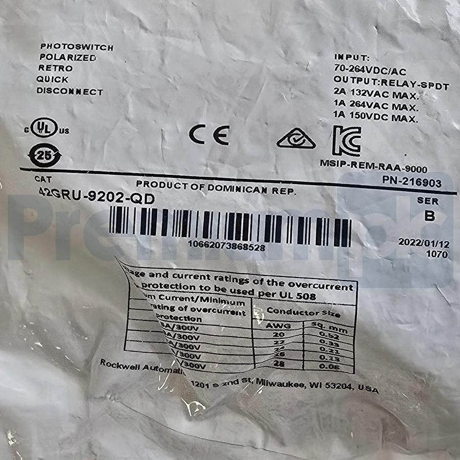 Used Allen-Bradley 42GRU-9202-QD /B PHOTOSWITCH Polarized Retro SFP Sensor M12 QD NEW