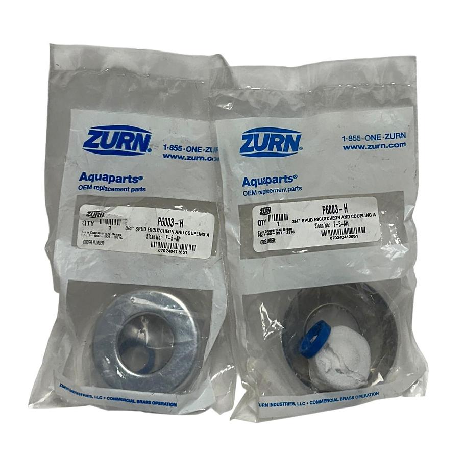 Used 2 ZURN P6003-H / F-5-AW Aquaparts 3/4'' SPUD ESCUTCHEON AND COUPLING A NSFS