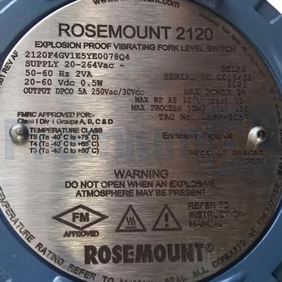 Used Rosemount  2120 Liquid Level Switch Vibrating Fork 2120F4GV1E5YE0078Q4 NSMP
