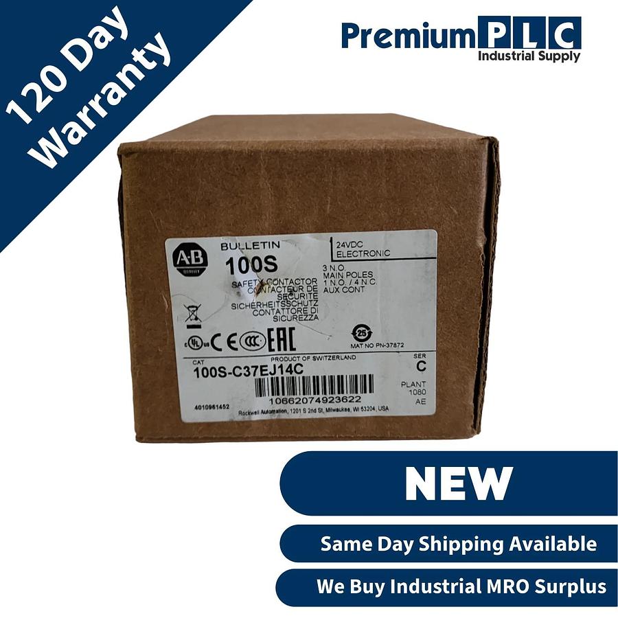 Used NEW ALLEN BRADLEY 100S-C37EJ14C /C SAFETY CONTACTOR 37A 24V W/ELEC COIL 1NO/4NC