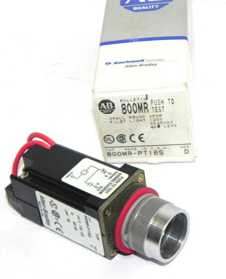 Used NIB ALLEN BRADLEY 800MR-PT16S SMALL ROUND XFMR PILOT LIGHT 120V W/OUT LENS SER D
