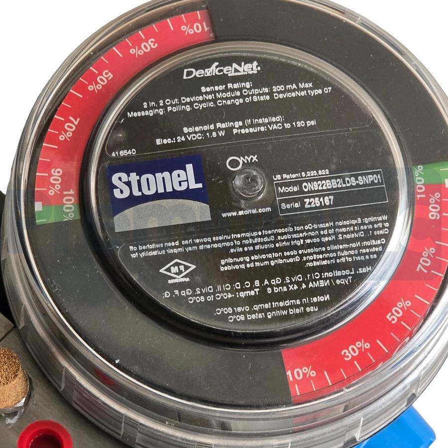 PBM PAVBL453S-0063 Actuator 3/4" SS Valve w/ StoneL Onyx ON922 DeviceNet Monitor
