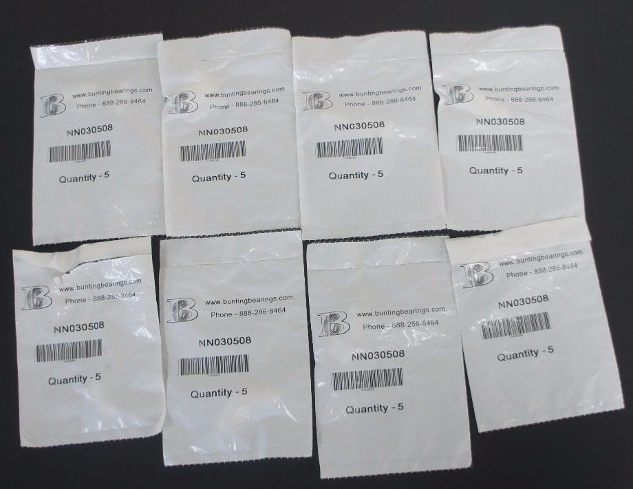 LOT OF 8 BUNTING BEARINGS NN030508 INSERTS 7 BAGS OF 5, 1 BAG OF 2 (37 TOTAL)
