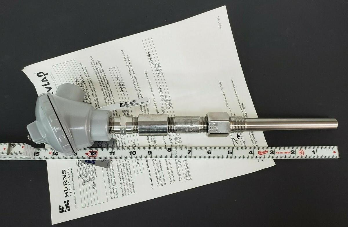 Used NEW BURNS 200L10A2A2C045TT202/CR10R11 TEMPERATURE SENSOR 1/2" X 3/4" W/ PROBE