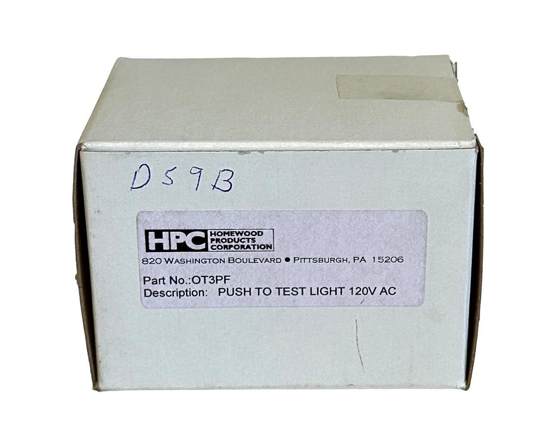 Used NEW WESTINGHOUSE HPC OT3PF PUSH TO TEST LIGHT 120VAC PUSHBUTTON 30mm 60Hz
