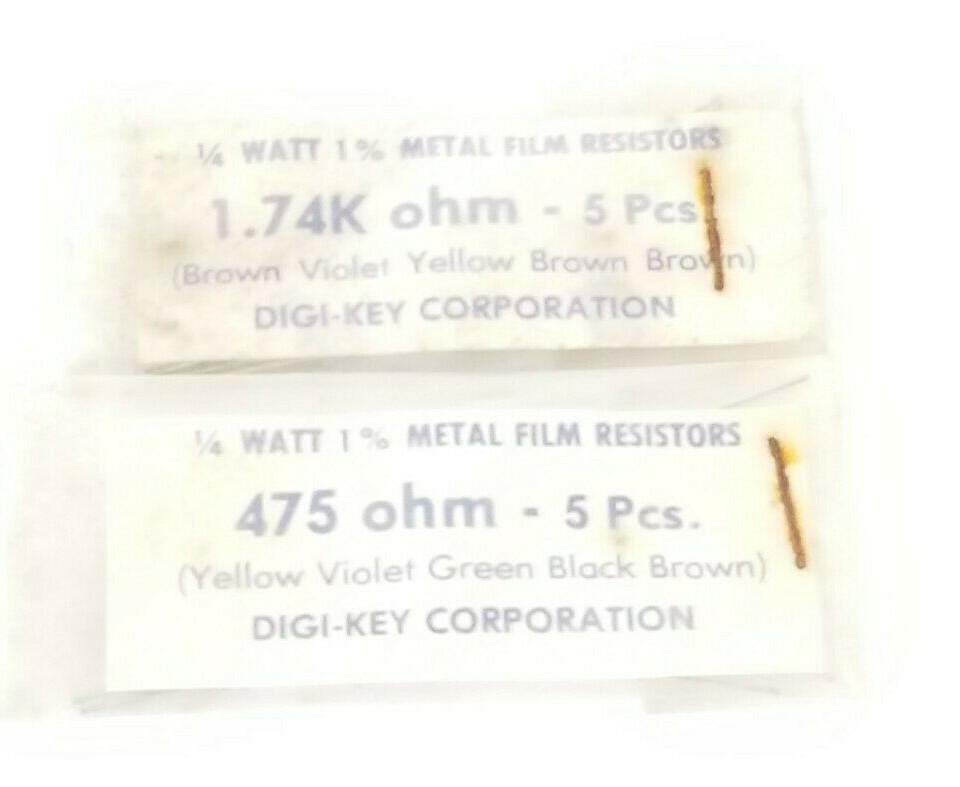 Used LOT OF 5 NEW DIGI-KEY CORP. 475 OHM & (5) 1.74K OHM 1/4 WATT 1% METAL FILM RESIS