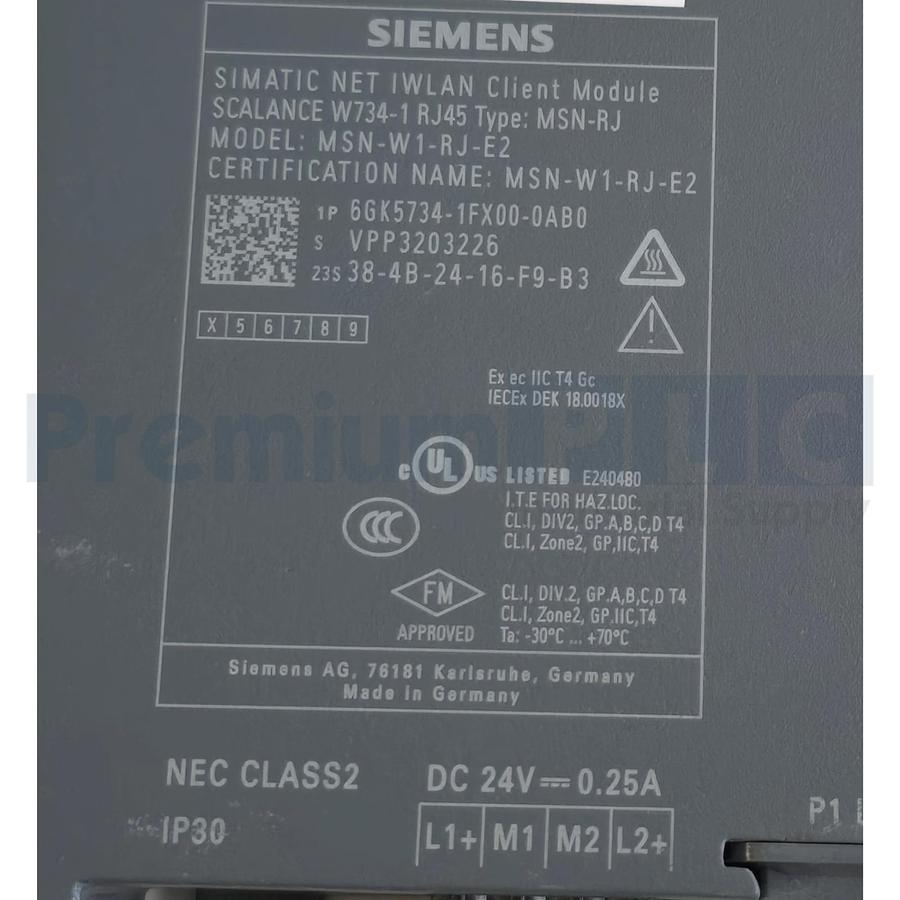 Used SIEMENS 6GK5734-1FX00-0AB0 SIMATIC NET IWLAN CLIENT MODULE SCALANCE W734-1 RJ45