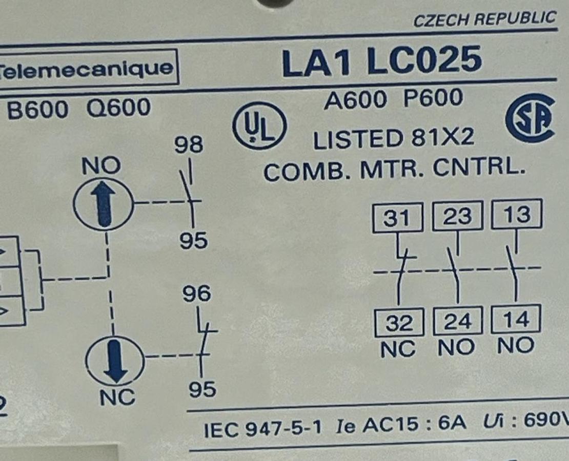 Used Telemecanique LD4-LC130BD Starter | LB1-LC03M22 Overload | LA1-LC025 Aux | 24VDC