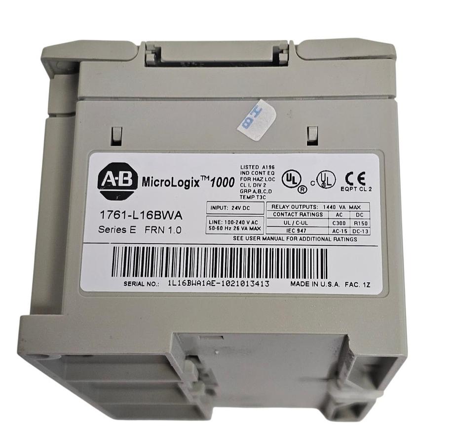 Used ALLEN BRADLEY 1761-L16BWA SER. E FRN: 1.0 MICROLOGIX 1000 CONTROLLER 1761L16BWA