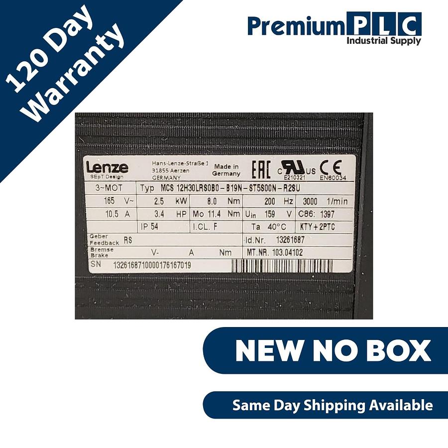 Used NEW LENZE MCS 12H30LRS0B0-B19N-ST5S00N-R2SU MCS SYNC. SERVO MOTOR 2.5kW 13261687