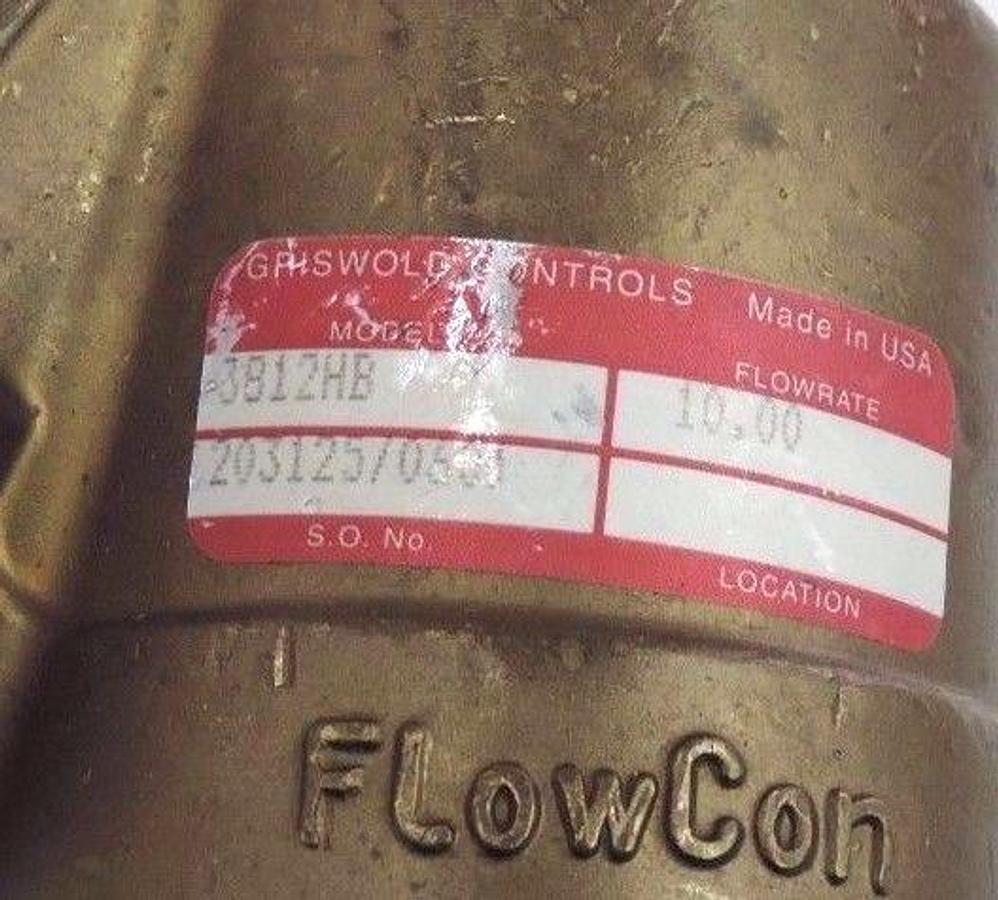 Used NEW GRISWOLD 3812HB CONTROL VALVE 1 1/4'', FLOW RATE 10