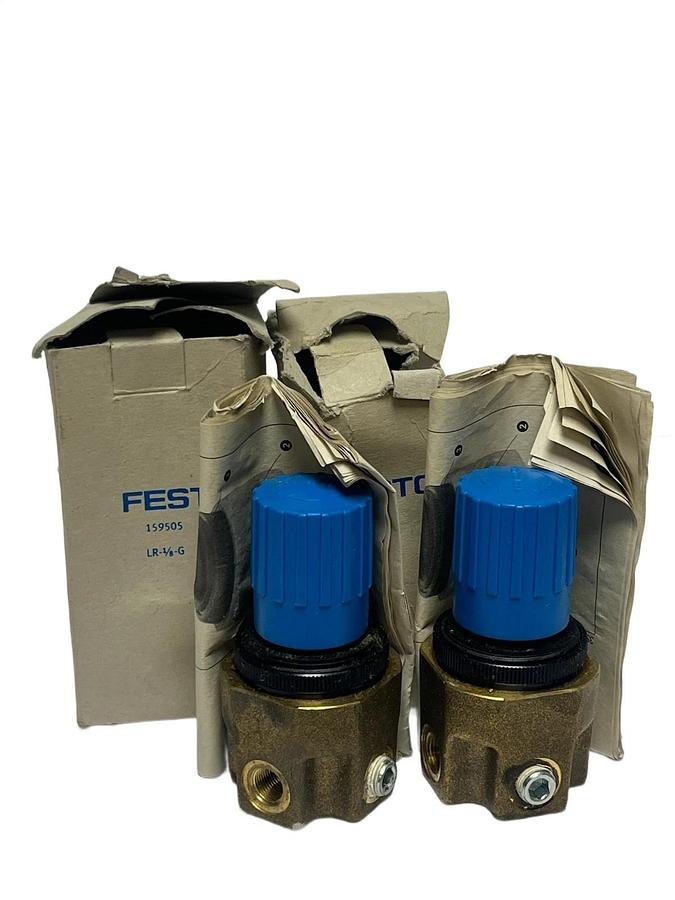 Lot of 2 Festo LR-1/8-G Pneumatic Pressure Regulator 159505 , NSMP