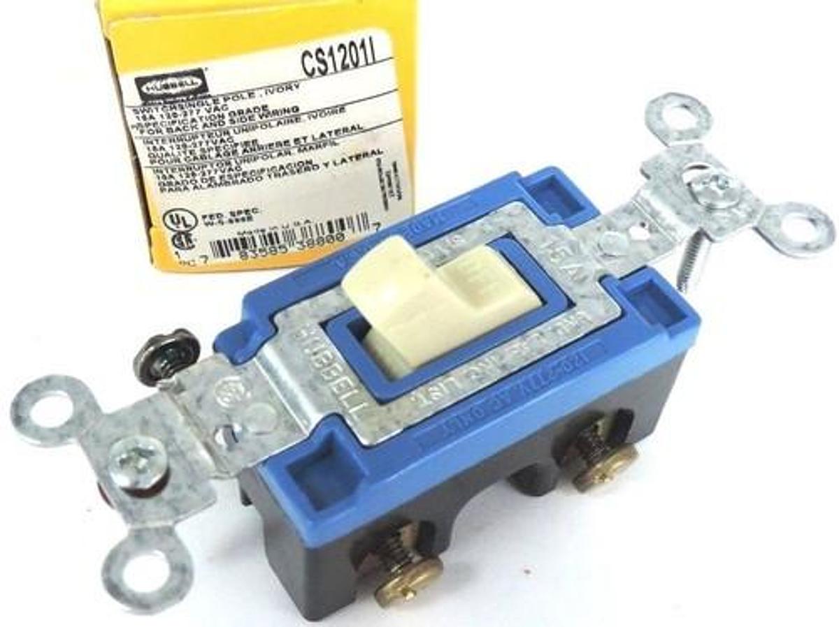 Used LOT OF 9: NEW HUBBELL CS1201I IVORY TOGGLE WALL LIGHT SWITCH SINGLE POLE 15A