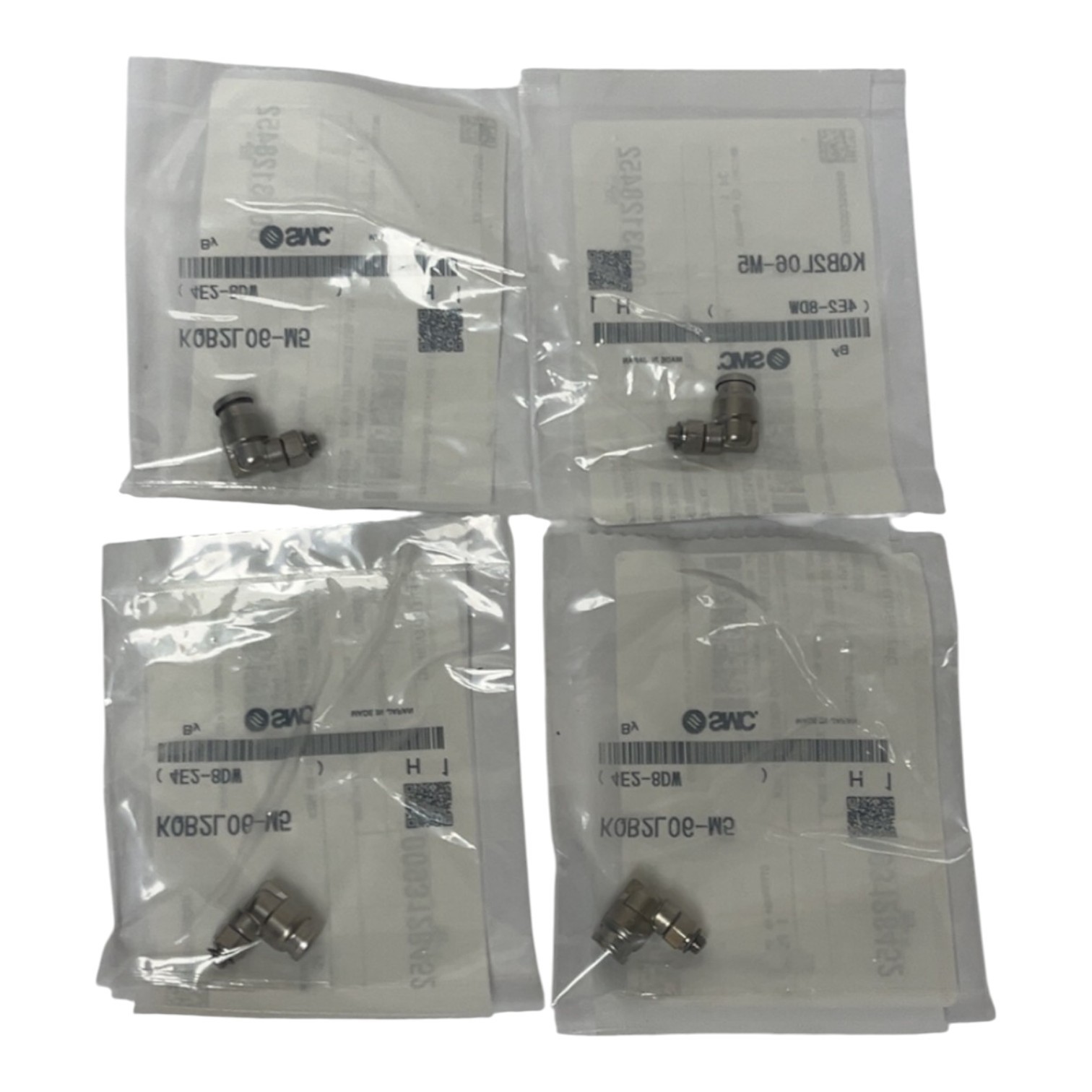 Lot of 4 SMC KQB2L06-M5 Brass Male Elbow Fitting 6mm x M5 - New Factory Sealed