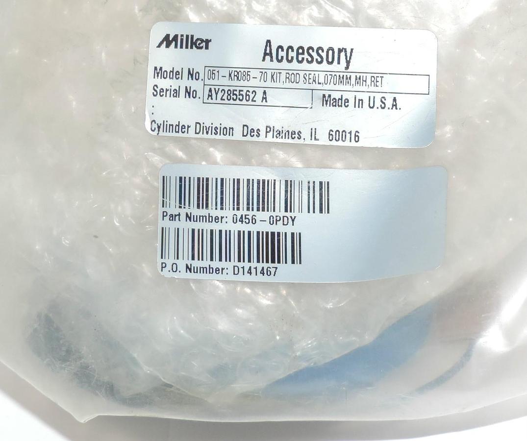 Used NEW MILLER 051-KR085-70 KIT, ROD SEAL, 070MM, MH, RET PART NUMBER: 0456-0PDY