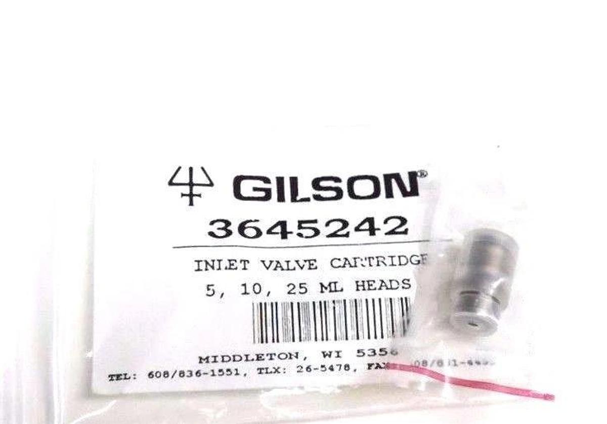 Used NEW GILSON 3645242 INLET VALVE CARTRIDGE 5, 10, 25 ML HEADS