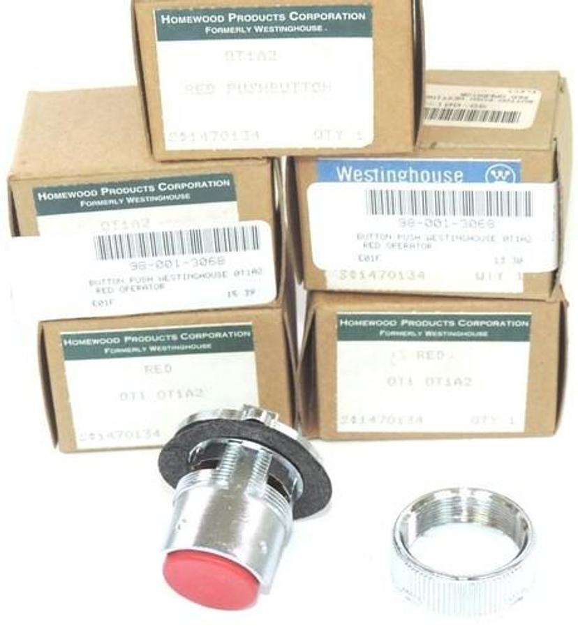 LOT OF 5 NIB WESTINGHOUSE OT1A2 PUSH BUTTONS RED OPERATOR