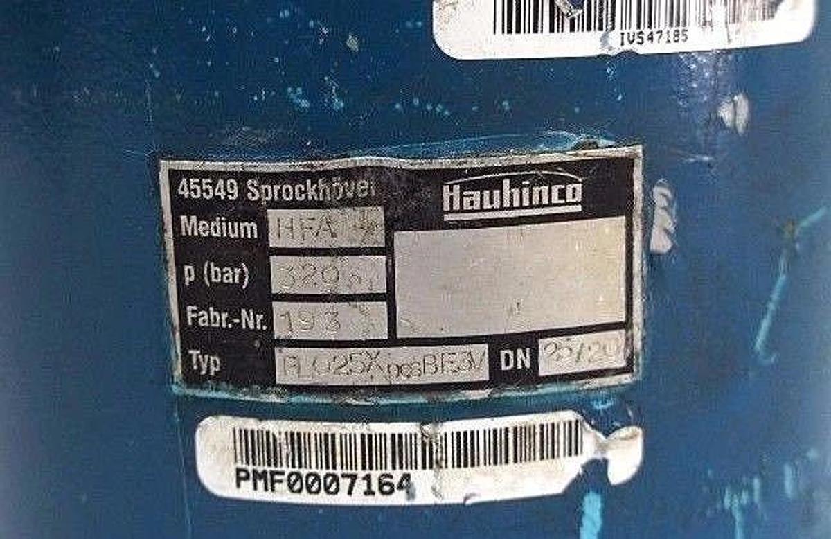 Used HAUHINCO TYPE PL025X POS BE3V VALVE FABR. NR. 193, MEDIUM HFA, 6242081