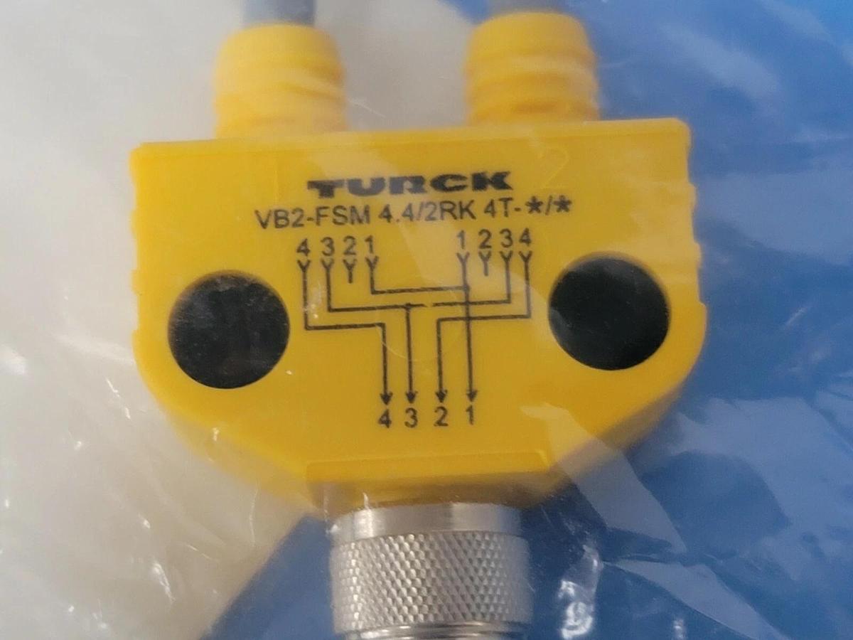Used NEW TURCK VB2-FSM 4.4/2RK 4T-0.3/0.3 CORDSET VB2 MOLDED TWIN JUNCTION U0095