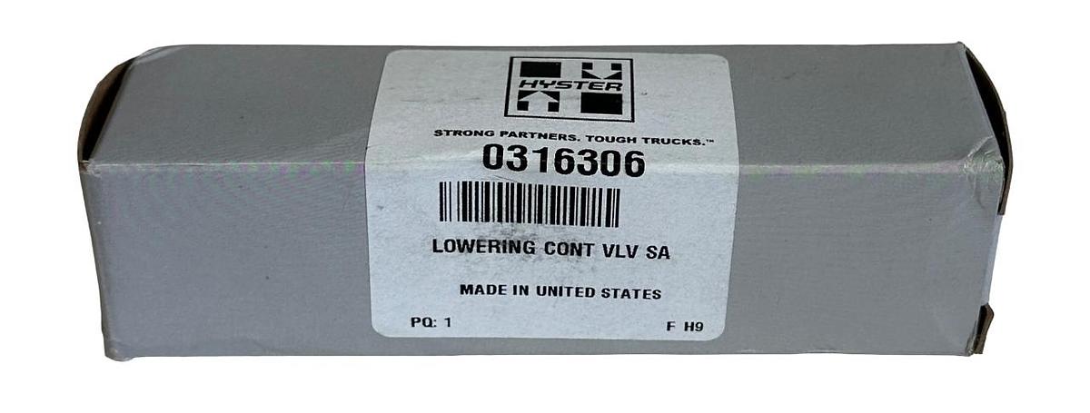Used NEW HYSTER 0316306 / HY0316306 OEM LOWERING CONTROL VALVE FOR FORKLIFT