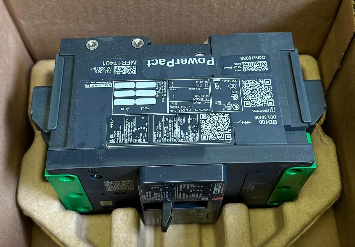 Used NEW SQUARE D BDL36100 PowerPact B CIRCUIT BREAKER BD100 3P 100A 18kA @ 480V