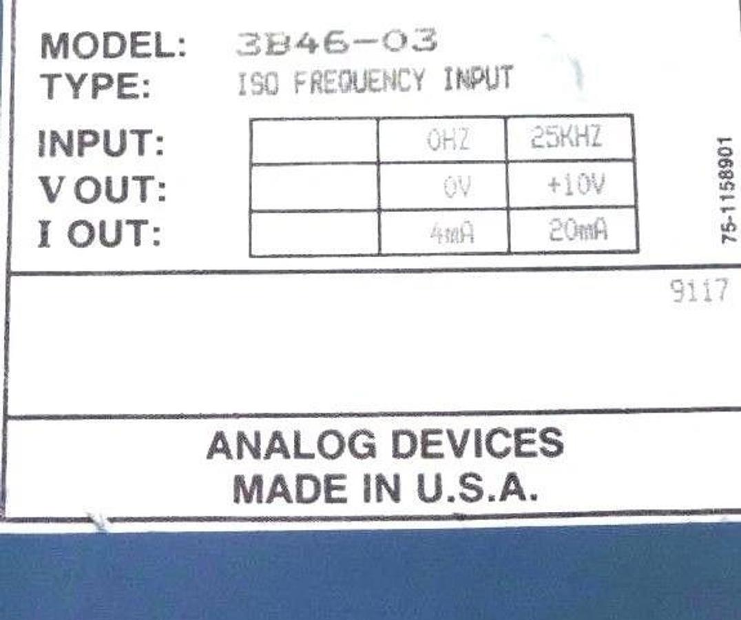 Used ANALOG DEVICES 3B46-03 ISOLATED FREQUENCY INPUT MODULE 3B4603