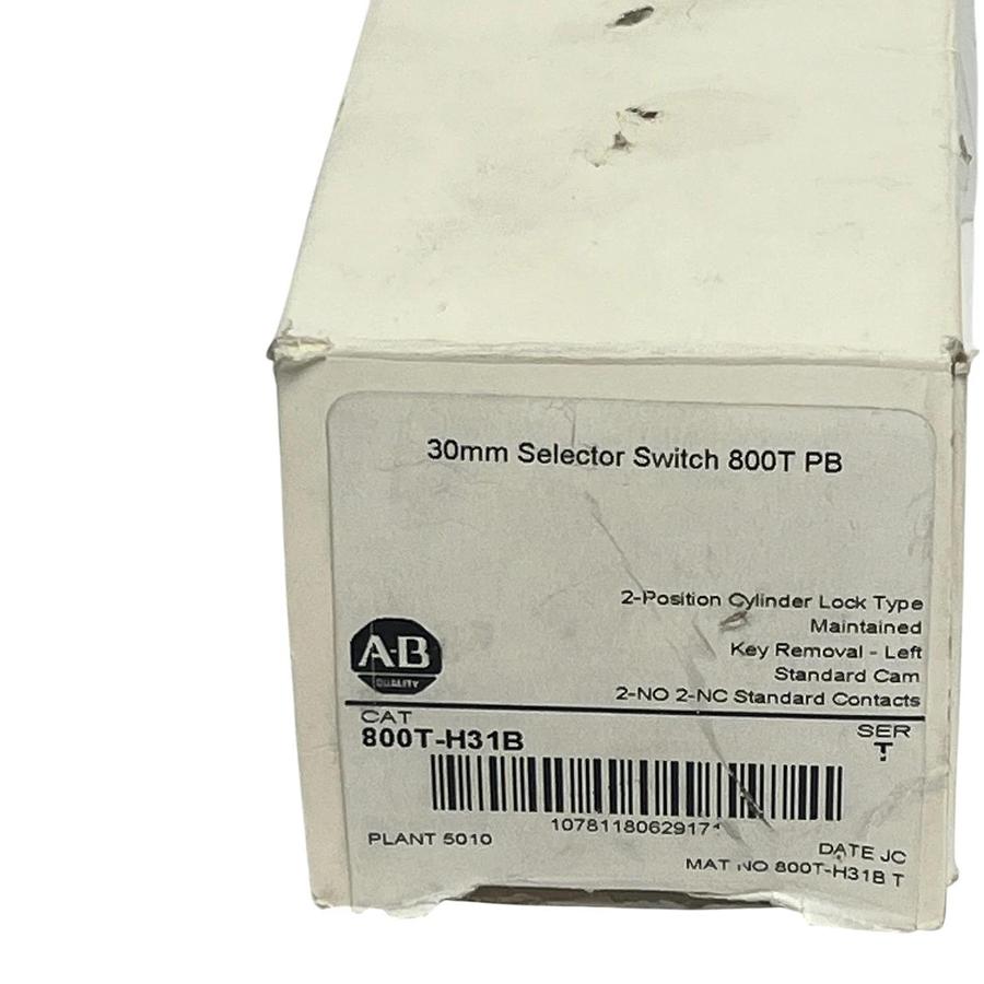 Allen-Bradley 800T-H31B 30mm 2-Position Keyed Selector Switch - NSMP