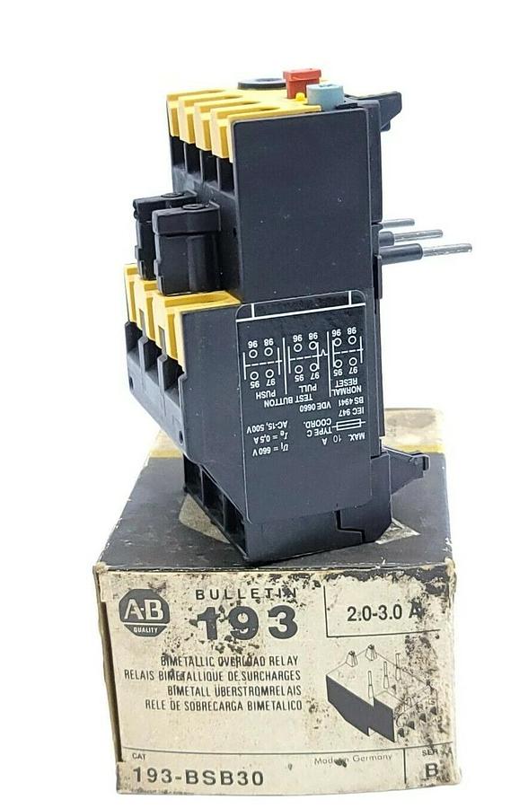 NIB ALLEN BRADLEY 193-BSB30 BIMETALIC OVERLOAD RELAY 2.0-3.0A SER. B