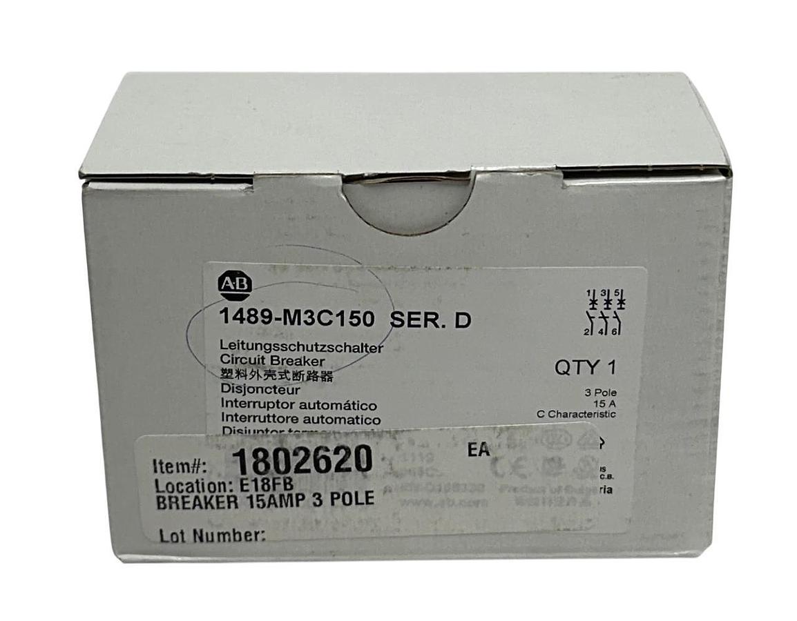 ALLEN BRADLEY 1489-M3C150 /D CIRCUIT BREAKER 1489-M SERIES 3-POLE 15A NSMP
