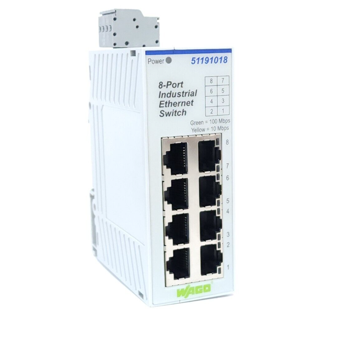Used NEW WAGO 51191018 8-PORT INDUSTRIAL ETHERNET SWITCH