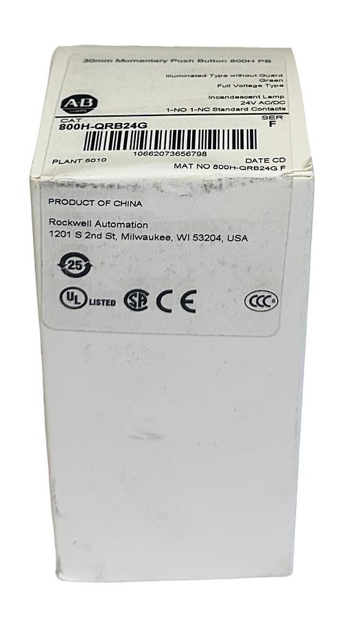 ALLEN BRADLEY 800H-QRB24G /F 30mm MOMENTARY PUSH BUTTON 800H PB GREEN NSFS