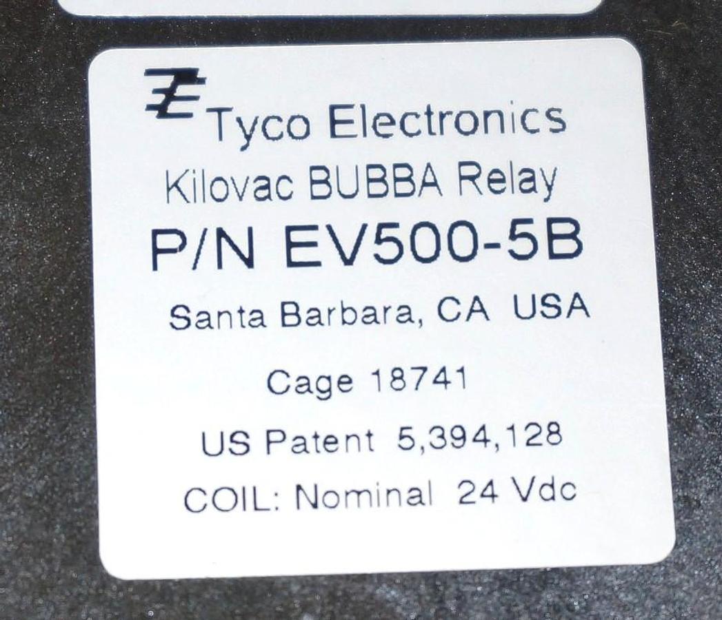 Used LOT OF 2 NIB TYCO ELECTRONICS EV500-5B KILOVAC BUBBA RELAYS 24VDC COILS