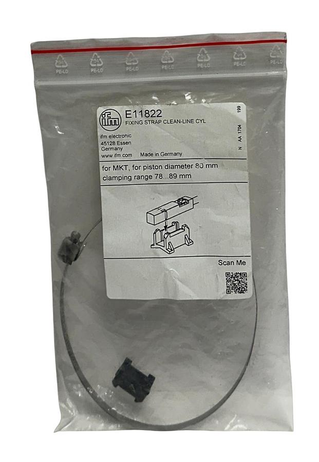 Used 2 IFM E11822 OEM FIXING STRAP CLEAN-LINE CYL FOR MKT 80mm RANGE- 78-89mm NSMP