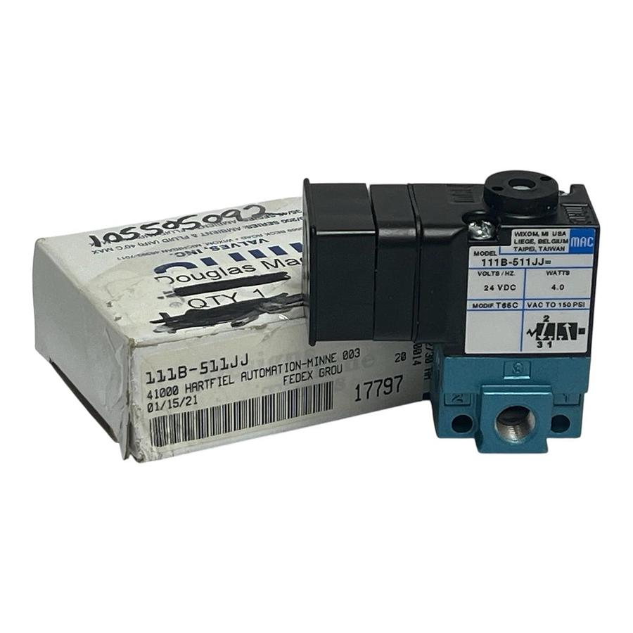 MAC Valves 111B-511JJ 3-Way Solenoid Valve 120/60 110/50 New In Box 100 Series