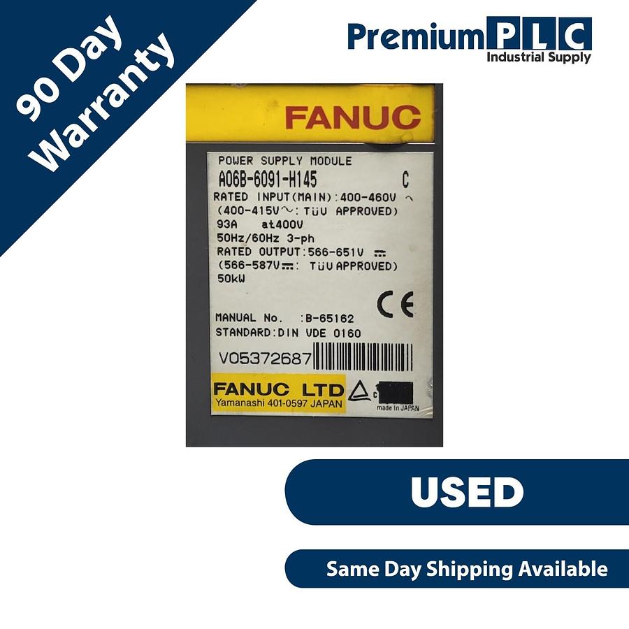 Used FANUC A06B-6091-H145 /C POWER SUPPLY MODULE 400-460V 50/60Hz A06B6091H145